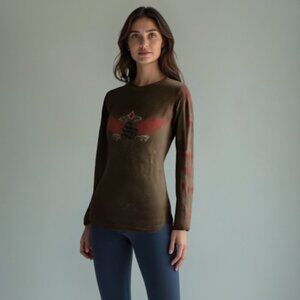 ❤️ vintage sledge Y2K Brown Long Sleeve Graphic Top S
